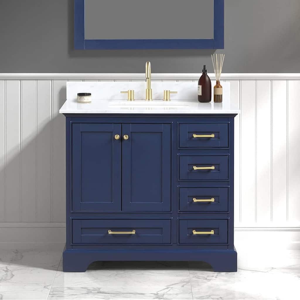 Blossom Copenhagen 36" Solid Wood Bathroom Vanity w/ Marble Top & Sink