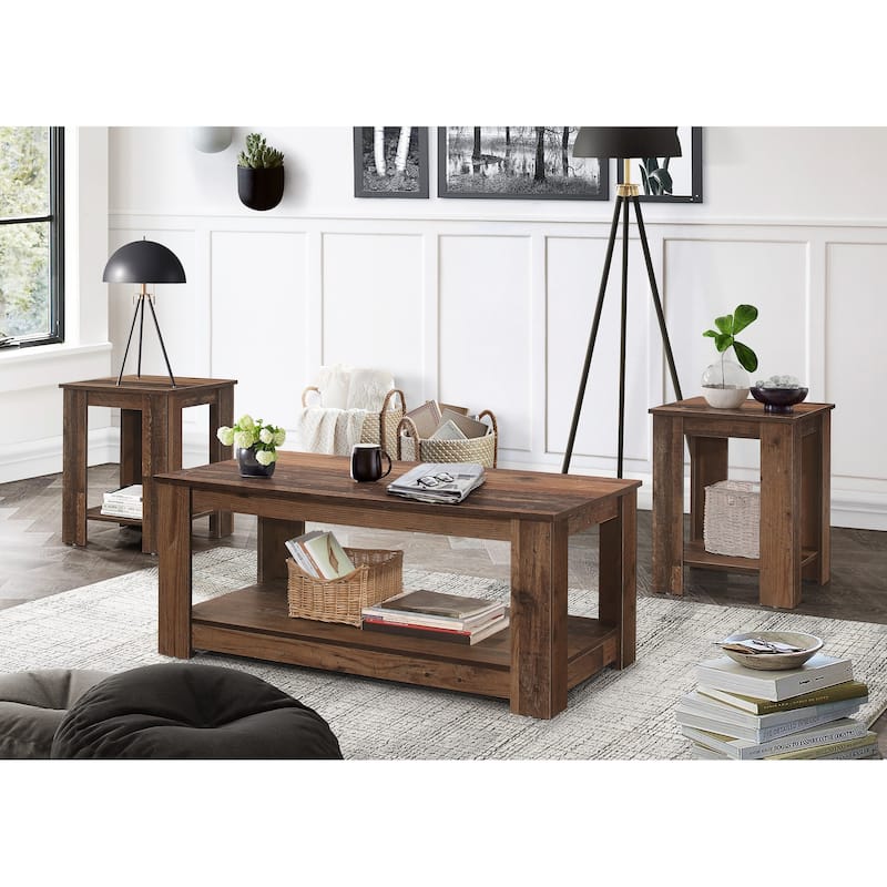 Gloria 3 pieces Coffee Table Set - Vintage Oak