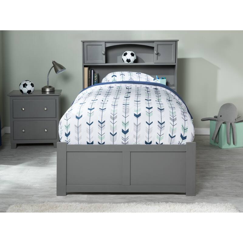 Twin Platform Bed with Drawers - Solid Wood Bed Frame, Extra Long, Antique Finish, Storage Bed