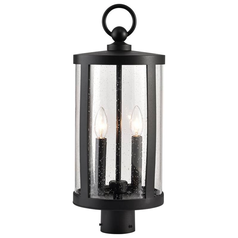 Broadstone 2 Light Post Top Matte Black with Clear Seeded Glass
