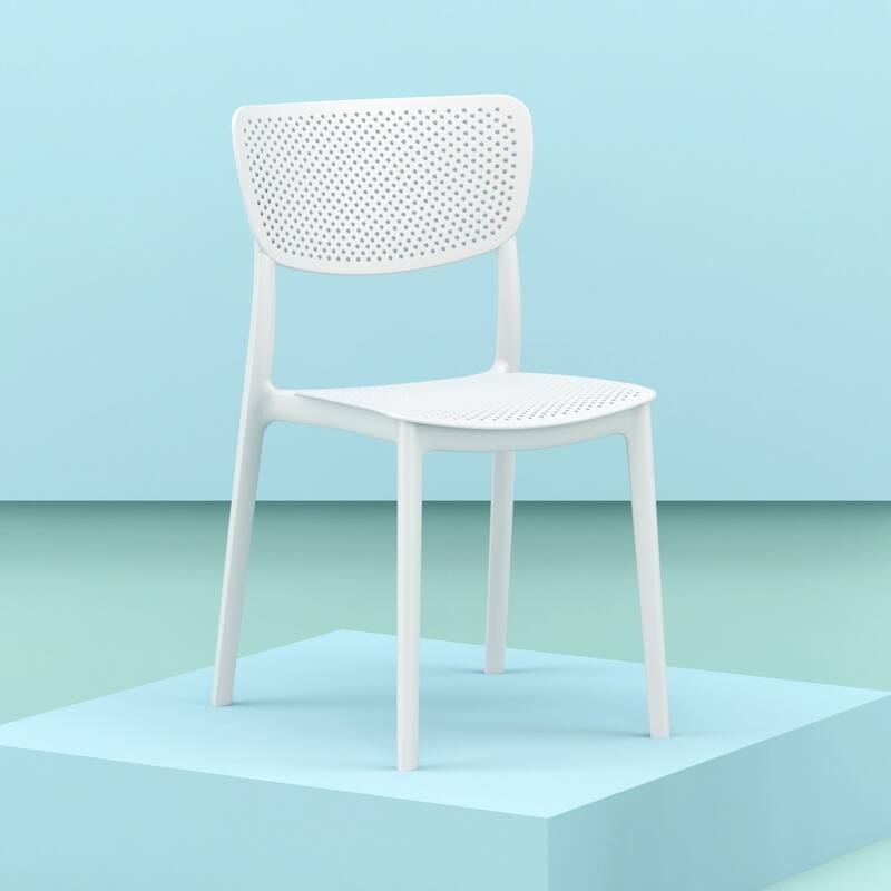 33" White Stackable Patio Dining Chair
