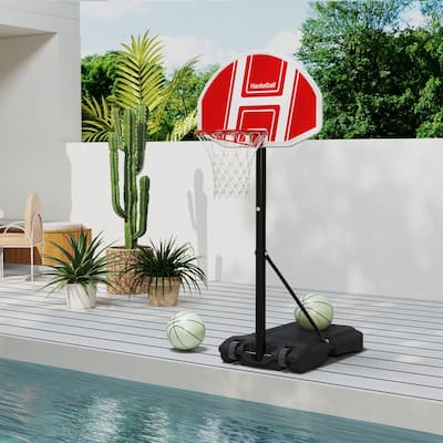 Adjustable Poolside Basketball Hoop with Light 45''-59'' Includes 2 Balls and Pump