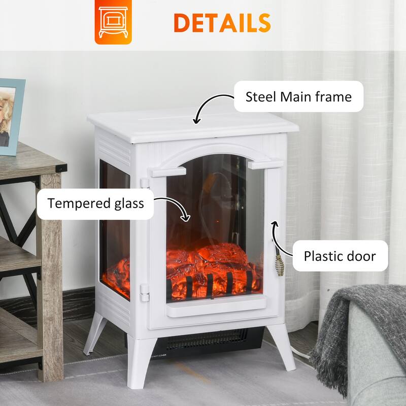 23" Portable Electric Fireplace Stove with Realistic Flames, Safety Features, and Adjustable 750W/1500W Heat Settings