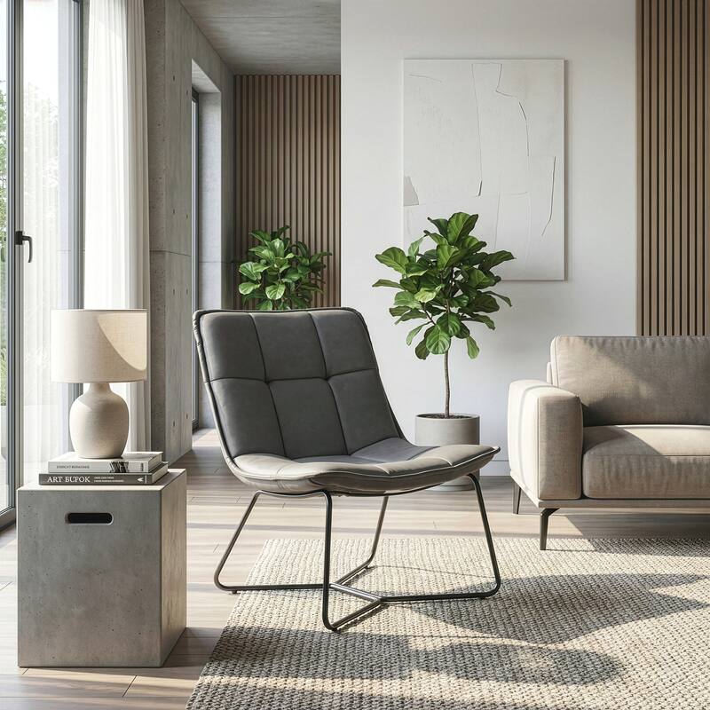 Aurele Armless Accent Chair with Black Metal Legs