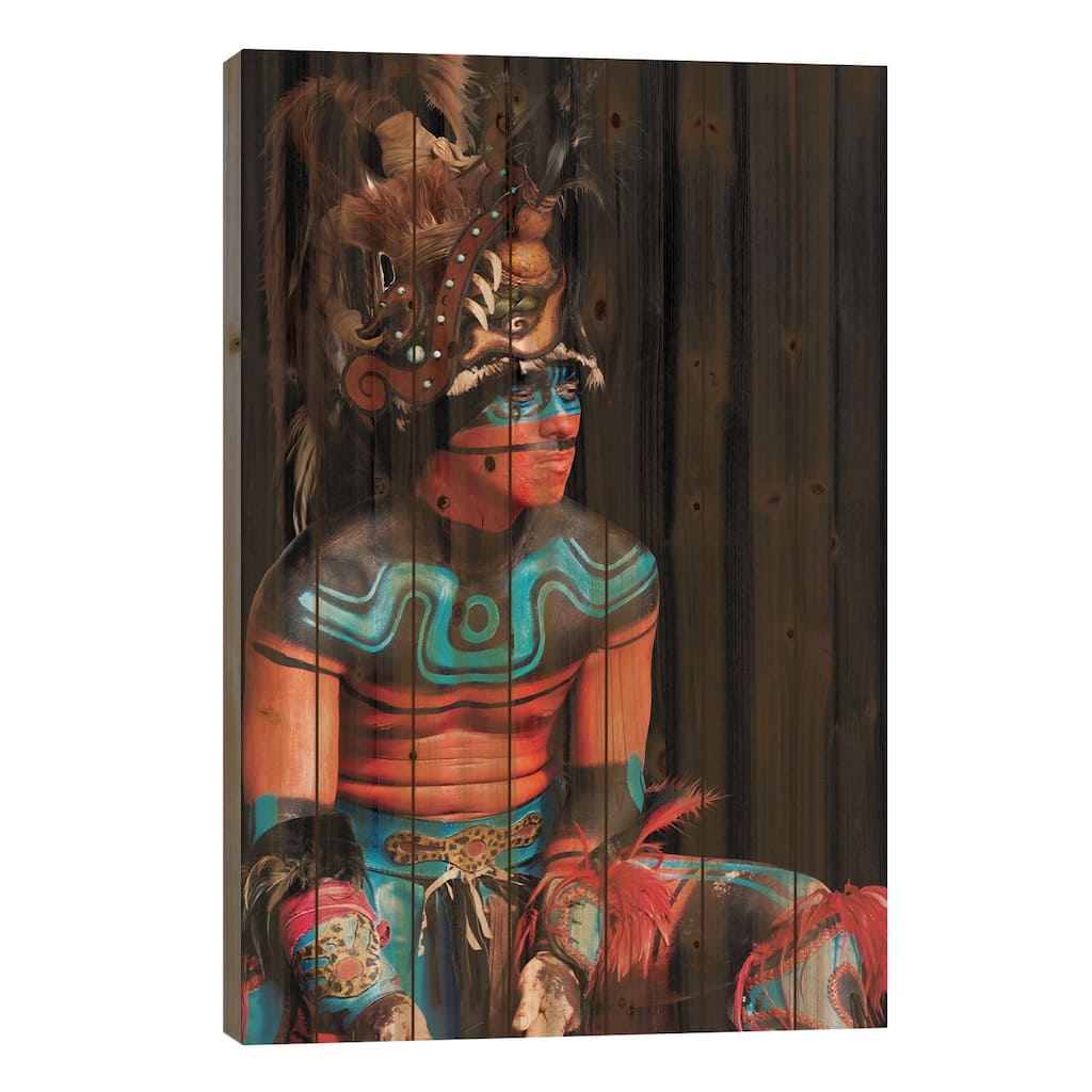 Tribal I Print On Wood by Janet Fikar - Multi-Color