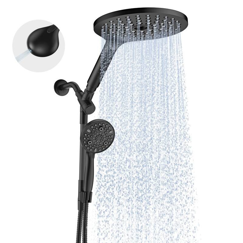 Dual Handheld Shower Head Combo, 2 in 1 Rain Shower Heads System - Black - Standard