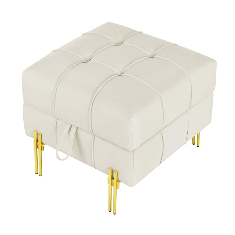 22 inches Anti-scratch Leather Storage Ottoman
