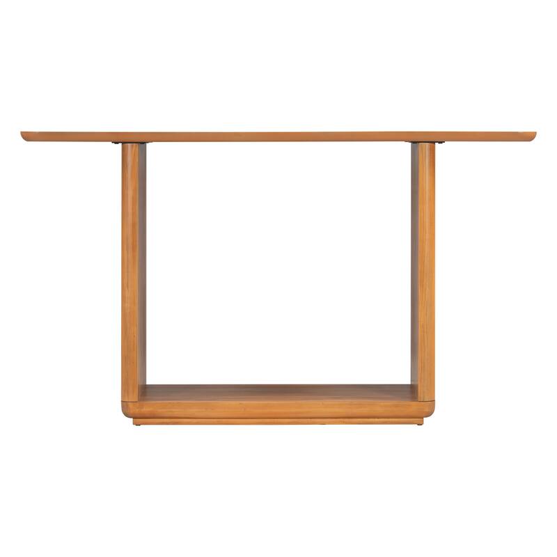 59.8" MDF Console Table with U-Shaped Base and Acacia Veneer for Living Room