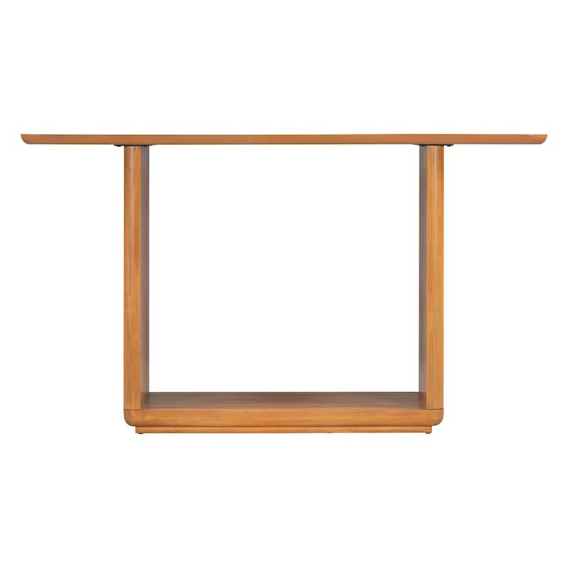 Roomfitters Minimalist Console Table with U-Base Design, Curved Corners and Natural Wood Veneer, Modern Entryway Table