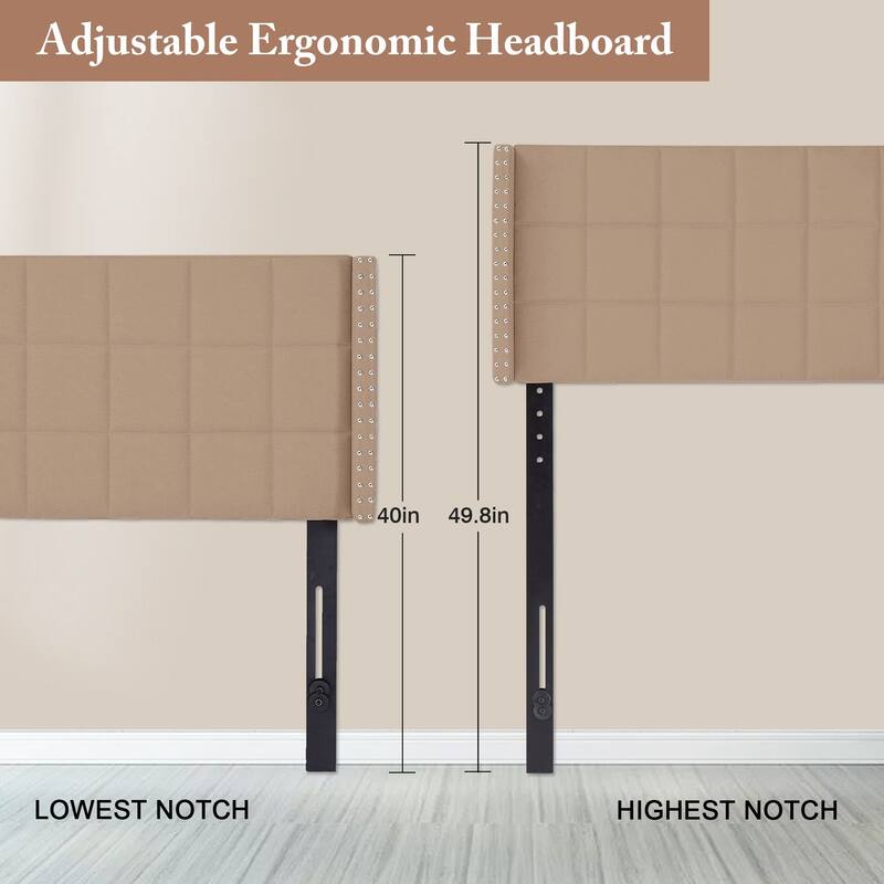 Javlergo Queen/King Size Adjustable Upholstered Headboard Modern Wingback Headboard with Double Nailhead Trimming