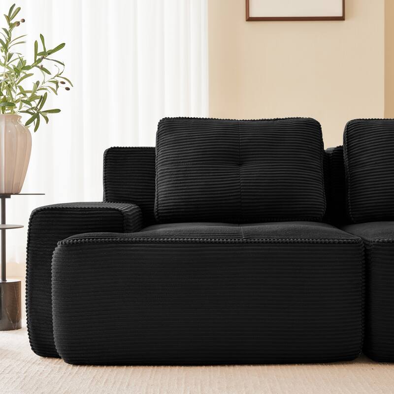 Modular L-Shaped Sectional Sofa with Ottoman for Living Room