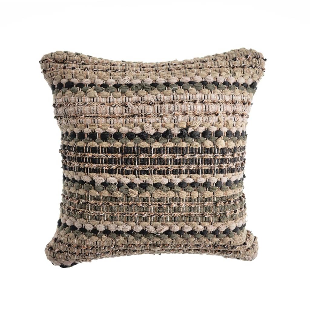 18" Brown and Beige Intertwined Square Throw Pillow