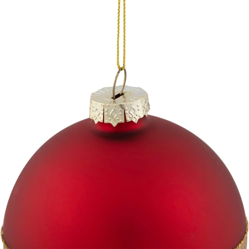 3.5" Red and Gold Glass Ball Christmas Ornament