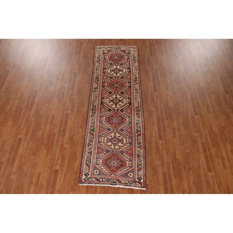 Bakhtiari Persian Vintage Runner Rug Hand-knotted Wool Carpet - 3'2"x 10'0"
