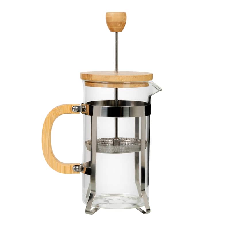 Glass and Stainless Steel French Press with Bamboo Lid and Handle