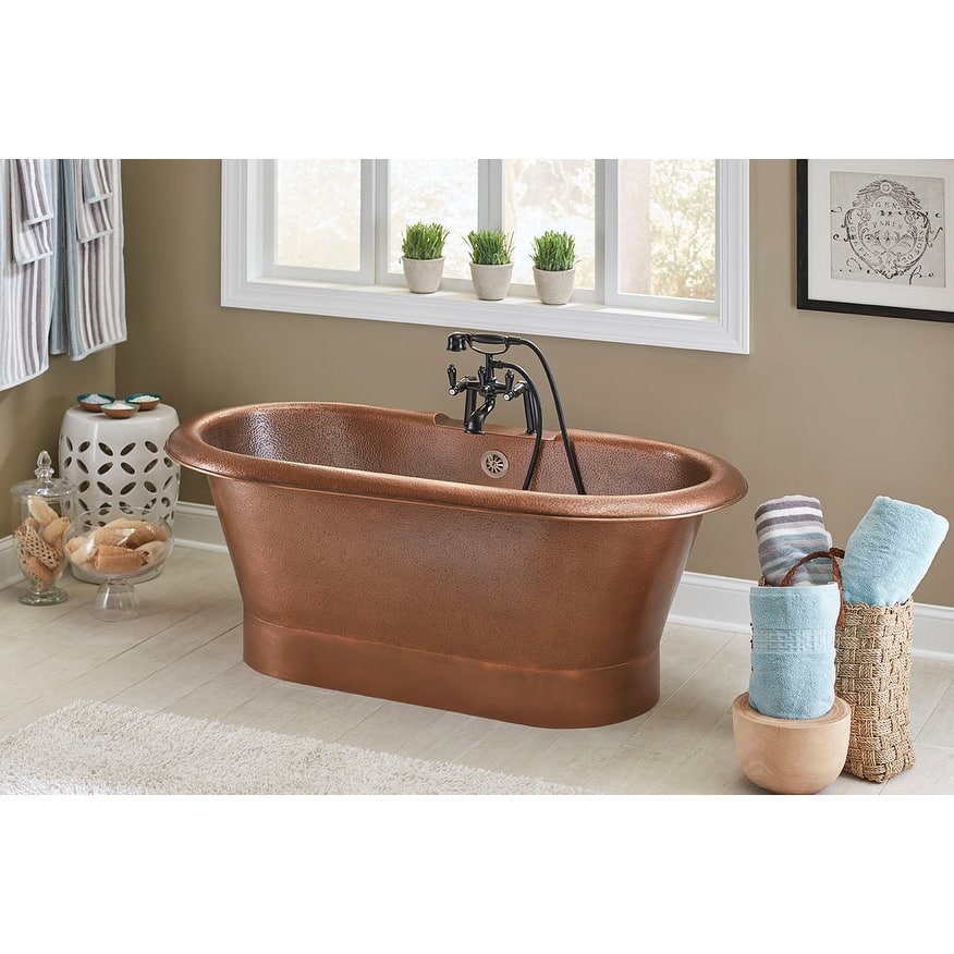 Thales 5' Copper Freestanding Bathtub with Overflow (2 Faucet Holes)