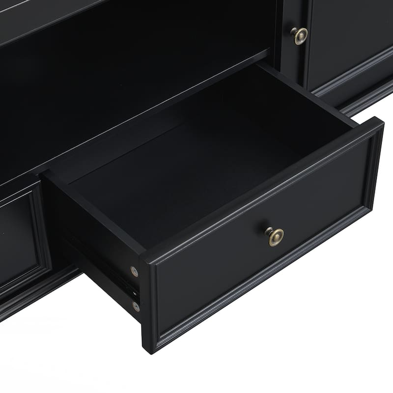 Modern TV Stand for TVs up to 80 Inches, Entertainment Center with Open Compartment, TV Storage Cabinet with 2 Drawers