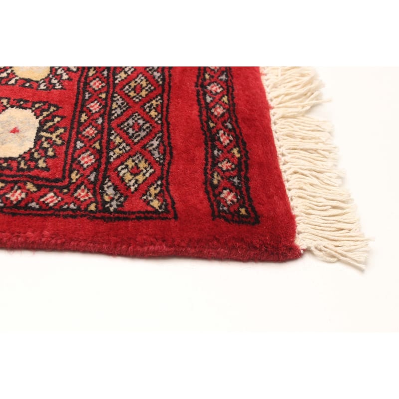 ECARPETGALLERY Hand-knotted Finest Peshawar Bokhara Red Wool Rug - 2'9 x 9'10