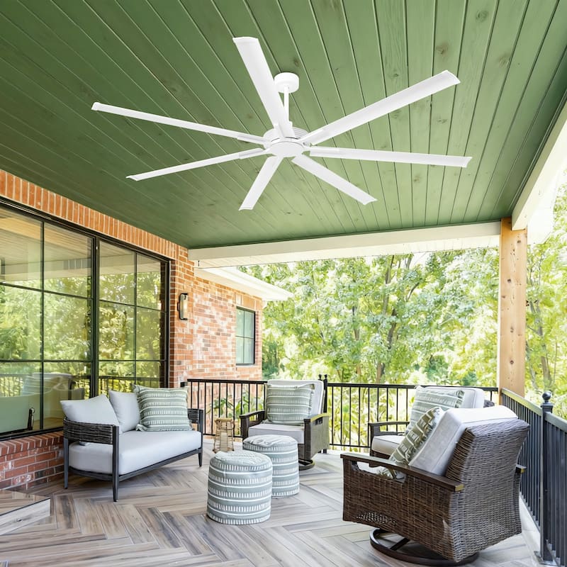 84" Industrial Aluminum Warehouse Black Extra Large Ceiling Fan with Remote - 84" Big Ceiling Fan - White