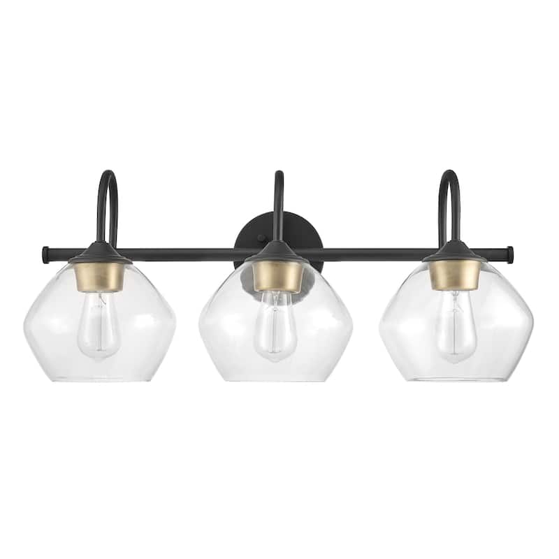 Harrow 3-Light Vanity Light, Dark Bronze, Antique Brass Accents - one size