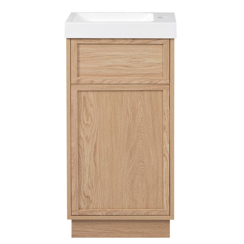 GDFStudio - Nora Vanity MDF Bathroom Cabinet with Reversible Resin Sink Adjustable Shelf - 15.75"