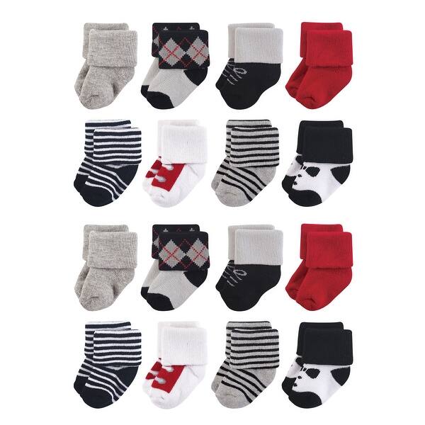 slide 1 of 1, Little Treasure Cotton Rich Terry Socks 16-Pack, Tuxedo 0-6 Months - Tuxedo
