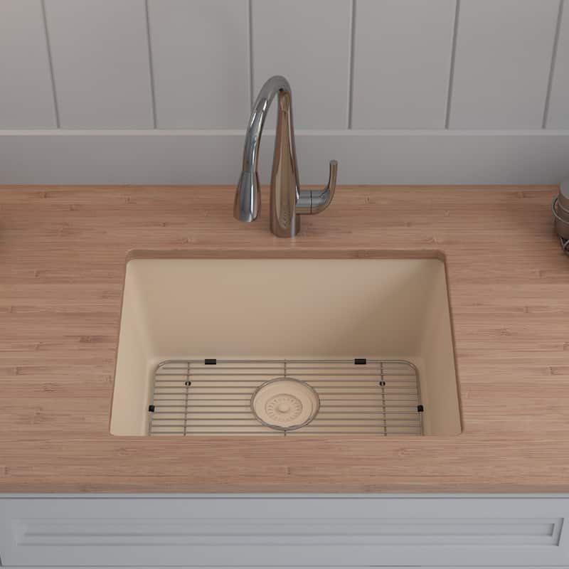 23" x 18" Quartz Kitchen Sink, Single Bowl Sink, Drop-in Sink, Undermount Sink, Granite Kitchen Sink, with Steel... - 23"x18"