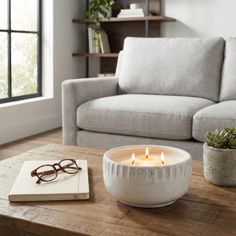 Decorative Distress Ceramic Ginger Lemon Scented Candle - 9.0"