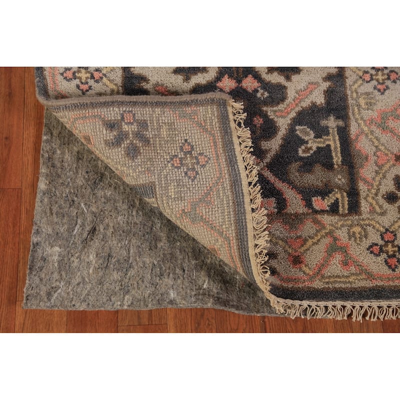 Gray Oushak Indian Runner Rug Handmade Floral Wool Carpet - 2'6"x 7'10"