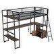 preview thumbnail 27 of 28, Metal Loft Bed Twin Size Bed Frame with Long Desk and Several Storage Shelves Under the Bed, Controllable LED & Charging Station