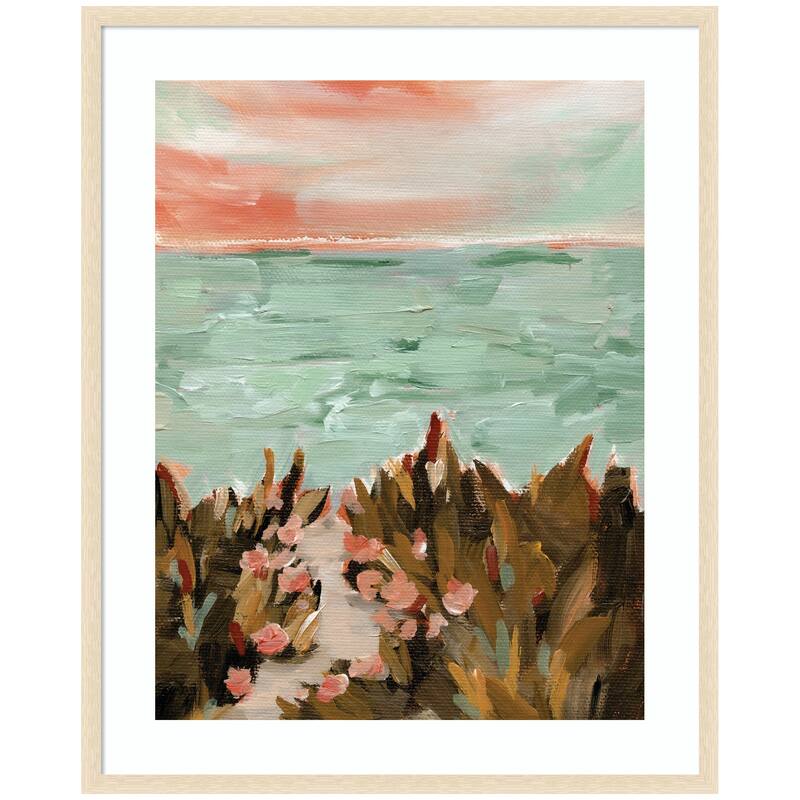 Kate and Laurel Framed Art Landscape 02 Beach by Annie Quigley - 34x42 - Natural