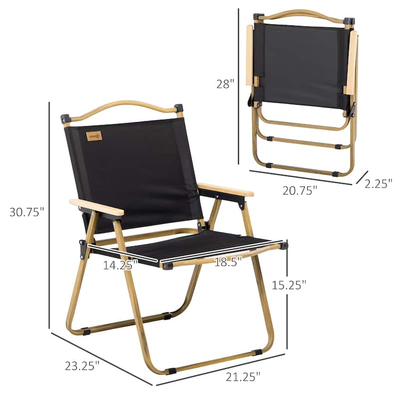 Outsunny 2 Pack Folding Camping Chair, Portable Beach Chairs Armchairs for Festivals, Fishing, Picnic and Hiking