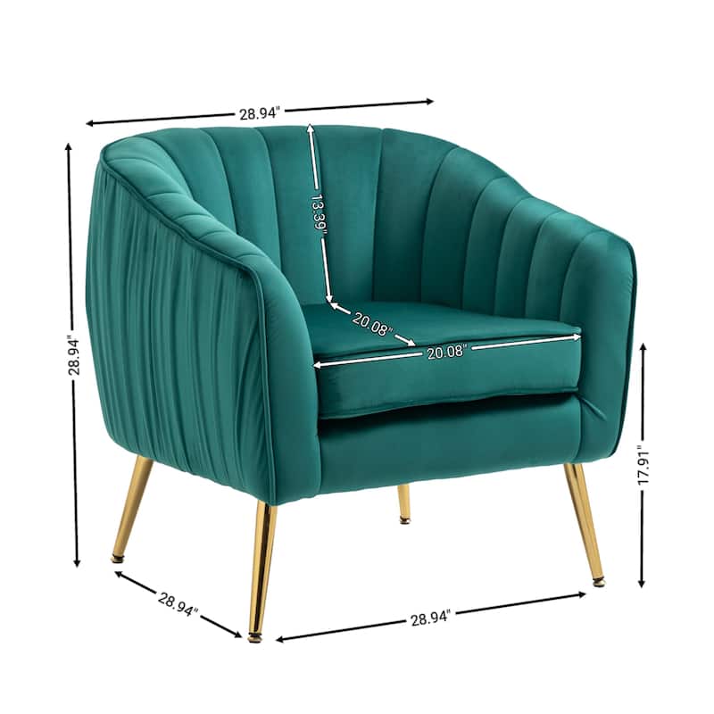 Velvet Accent Chair with Ottoman