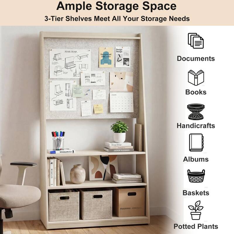 3-in-1 Mobile Whiteboard & Felt Bulletin Board on Wheels