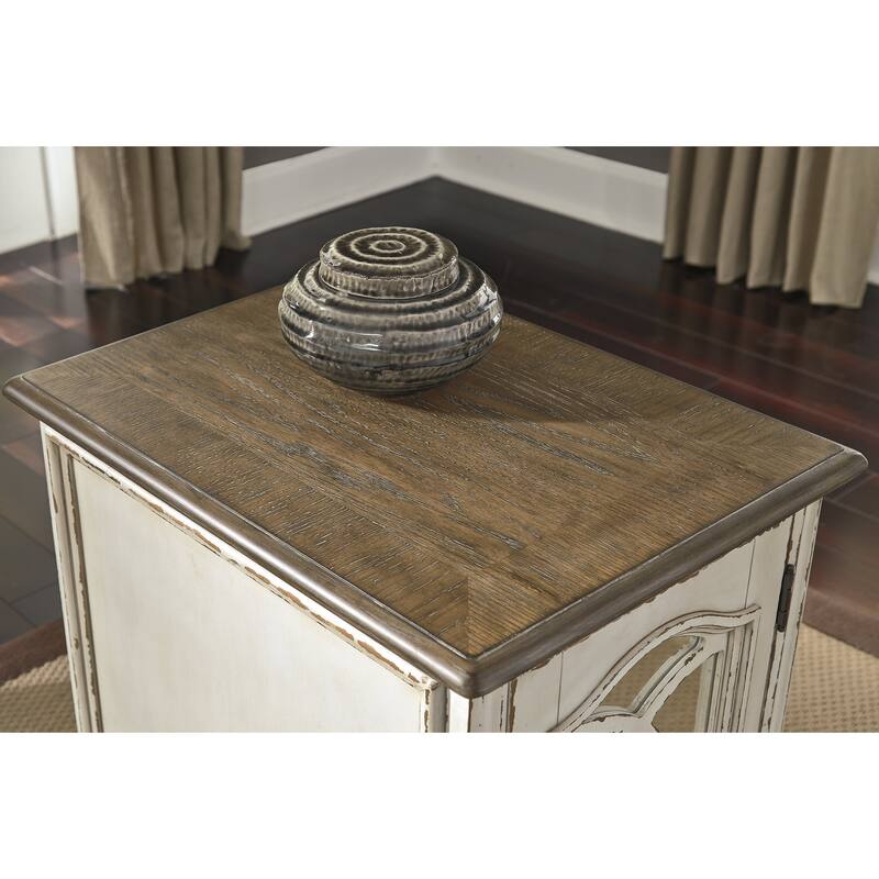 Signature Design by Ashley Realyn White/Brown 2-Piece End Table Package - 18" W x 24.13" D x 25.25" H