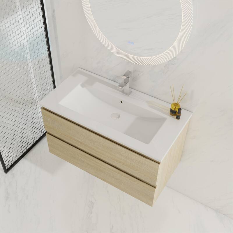 BNK 24"/30"/36'' Single Sink Bathroom Vanity with Two Soft Close Drawers