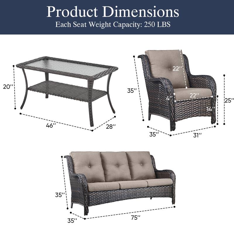 Outdoor Patio Chairs with Sofa Coffee Table
