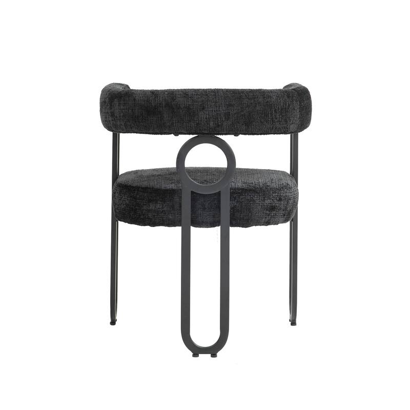 Mid-Century 2-Piece Barrel Side Chairs Dining Chair Armchair with Curved Backrest,Black