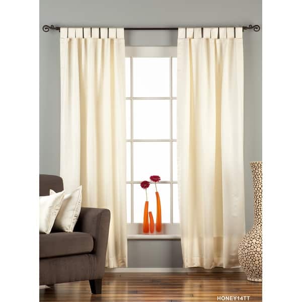 slide 1 of 3, Cream Tab Top blackout Curtain / Drape / Panel - Piece Matching Lining 43 X 24 Inches  (109 X 61 Cms)