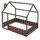 preview thumbnail 10 of 38, Full Size Wooden House Bed Frame with Fence for Kids & Teens - Slats Not Included