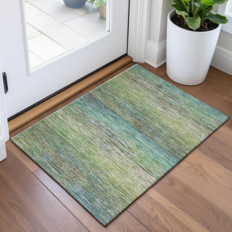 Premium Washable Super Soft Ombre Stripes Mayfield Rug - Aloe - 1'8" x 2'6"