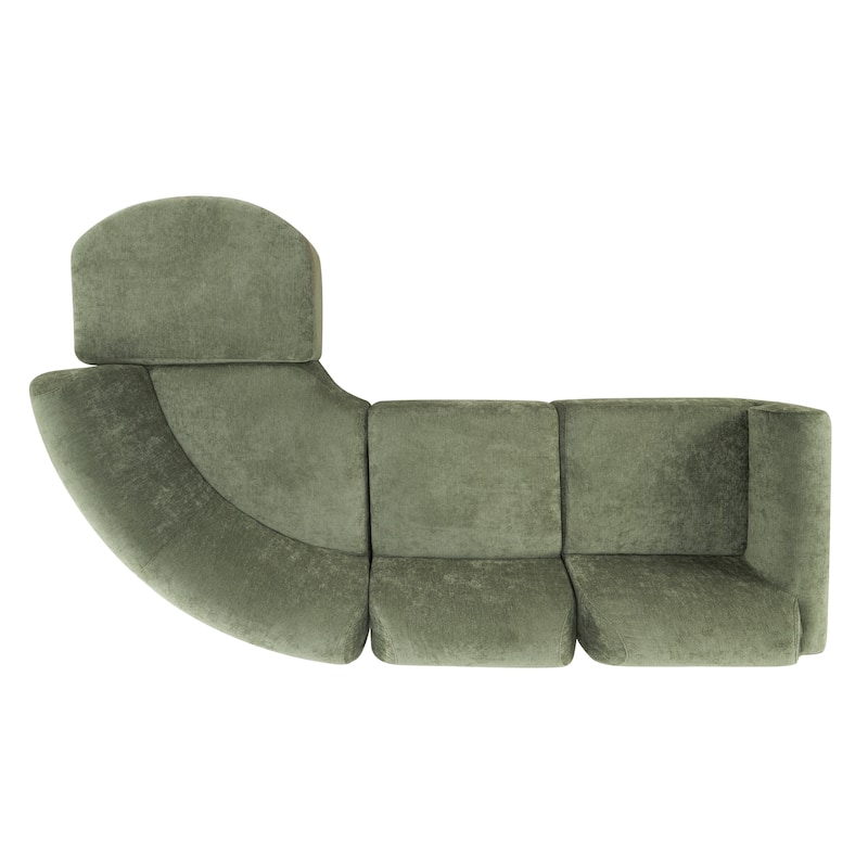 Christopher Knight Home - Modern Upholstered Curved Sectional Sofa with Deep Seat Ottoman