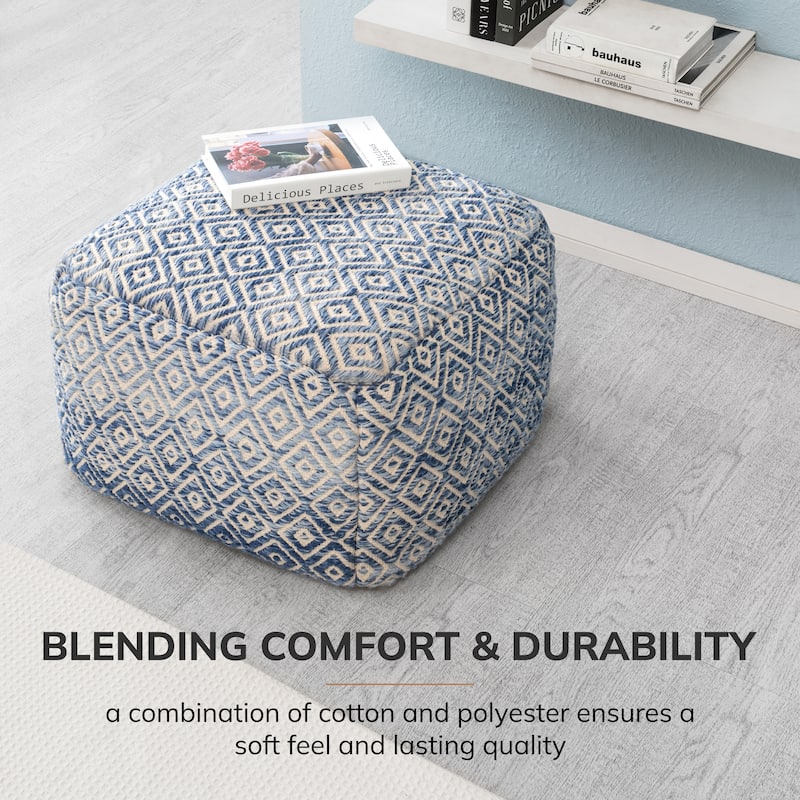 Jani 22-inch Ottoman Pouf - Handcrafted Handmade Ottoman for Seating, Footrest, Home Decor for Living Room, Bedroom