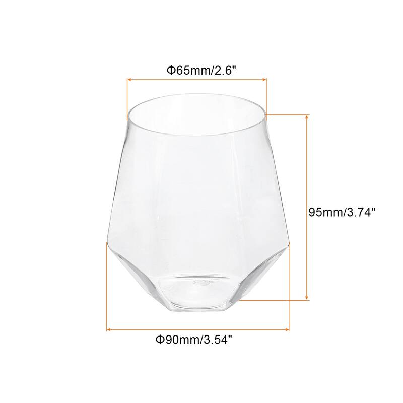 Wine Glasses 12oz PET Diamond Shape Glasses Stemless for Wine - 1Pcs