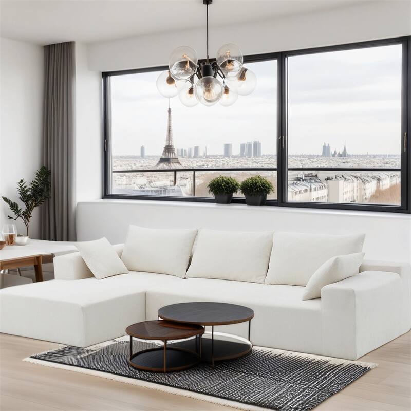 Modular L-Shape Sectional Sofa Set, Upholstered Sleeper Sofa