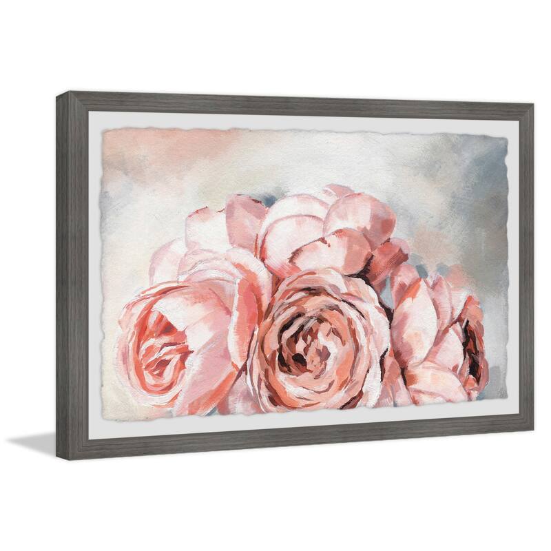 Pink Rose Bouquet Framed Wall Art, Elegant Home Touch - Sophisticated Artwork for Refined Décor
