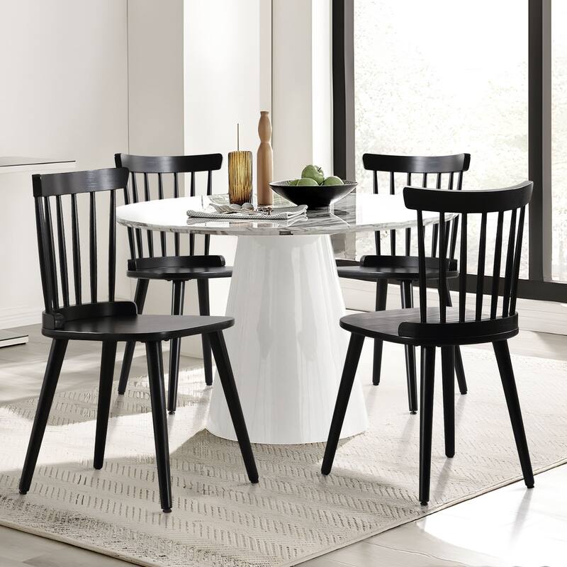 Solid Wood Spindle Back Windsor Dining Chairs Set of 2 - 33.3"H x 17.72"W x 19.7"D