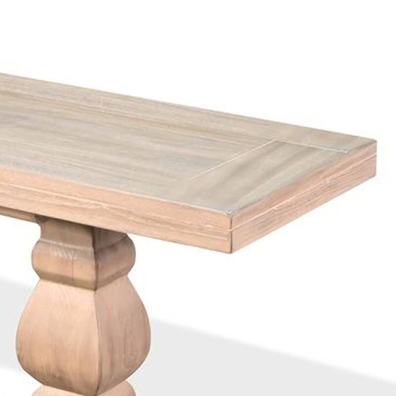 Anna Dining Bench, 60 Inch, Double Pedestal, Wheat Brown Solid Wood