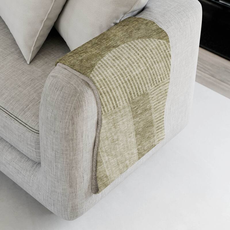 Premium Machine Washable Modern Geo Sherpa Throw Blanket - Taupe - 4'2" x 5'10"