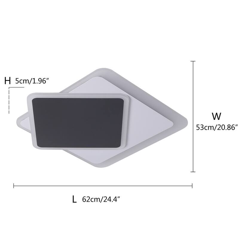 24.4" Modern Rectangle Shape Black and White Flush Mount LED Ceiling Light